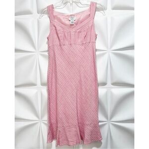 Ann Taylor LOFT Sz 2P 2 P Pink Linen Bld Empire Waist Peplum Hem Dress Y2K Vtg